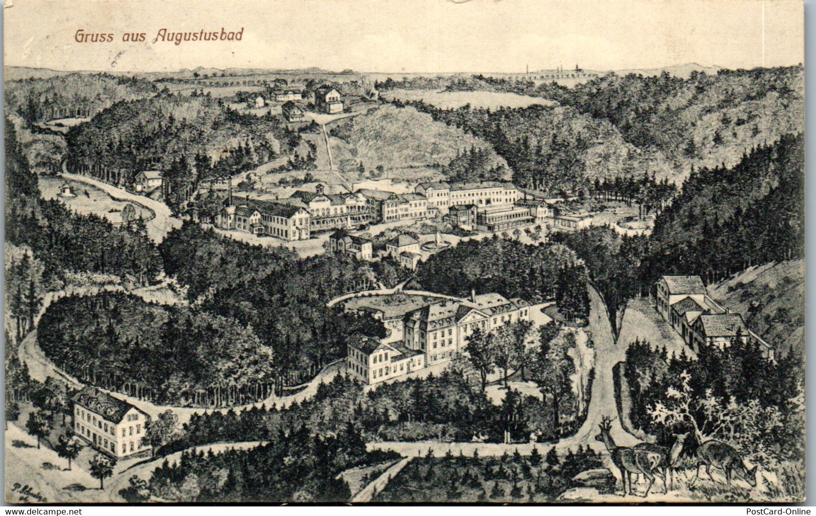 39068 - Deutschland - Liegau , Gruss Aus Augustusbad - Gelaufen 1914 - Radeberg