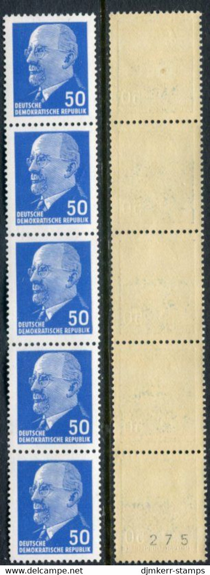 DDR / E. GERMANY 1963 Ulbricht 50 Pf. Coil Strip With Watermark 1 MNH / **  Michel  937 Z - Nuevos