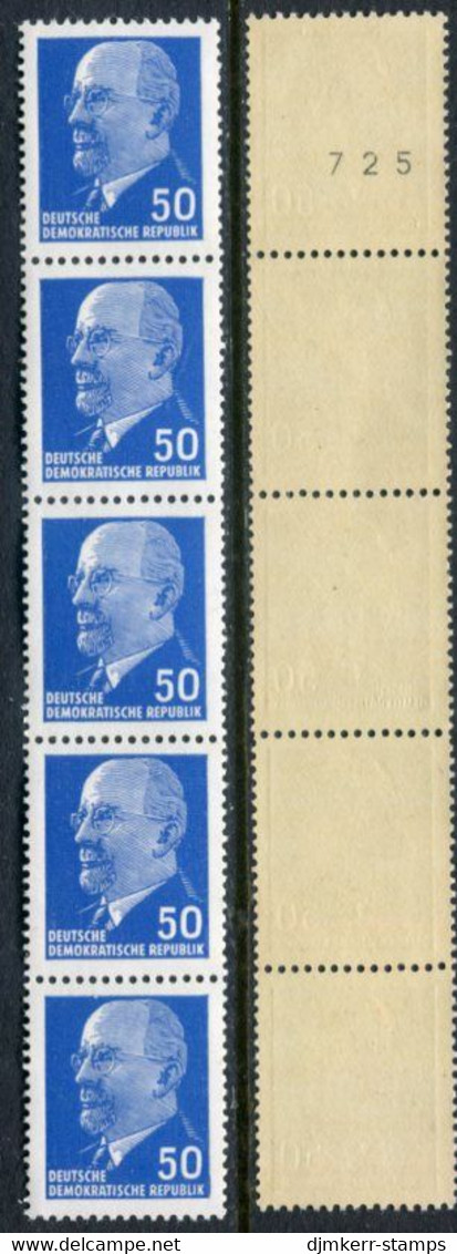 DDR / E. GERMANY 1963 Ulbricht 50 Pf. Coil Strip With Watermark 1 MNH / **  Michel  937 Z - Neufs