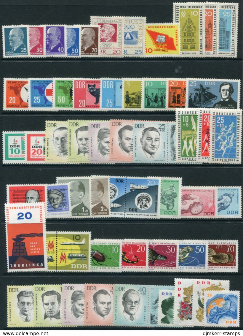 DDR / E. GERMANY 1963 Complete  Issues MNH / **  Michel 934-1003, Block 18 - Unused Stamps
