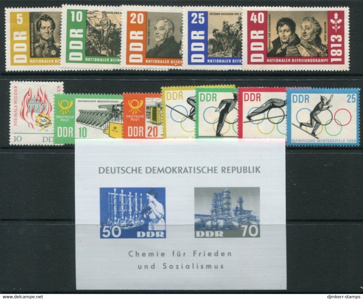 DDR / E. GERMANY 1963 Complete  Issues MNH / **  Michel 934-1003, Block 18 - Ungebraucht