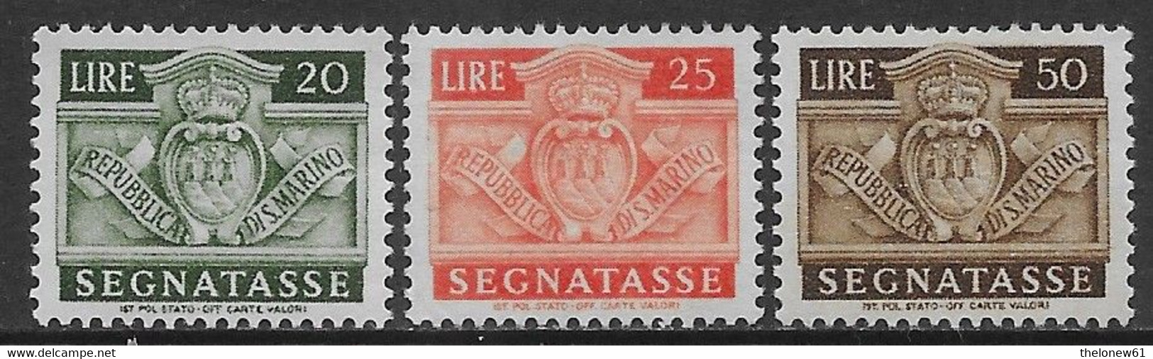 San Marino 1945 Segnatasse Stemma 3val Sa N.S78-S80 Nuovi MH * - Portomarken