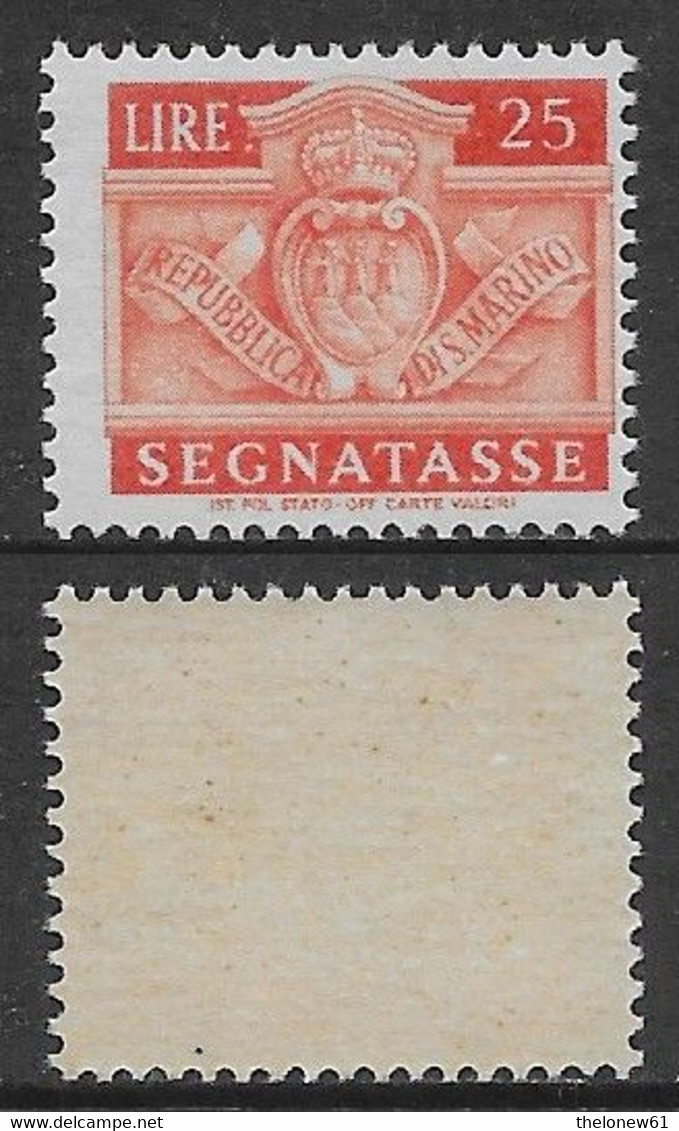 San Marino 1945 Segnatasse Stemma L25 Sa N.S79 Nuovo Integro MNH ** - Strafport