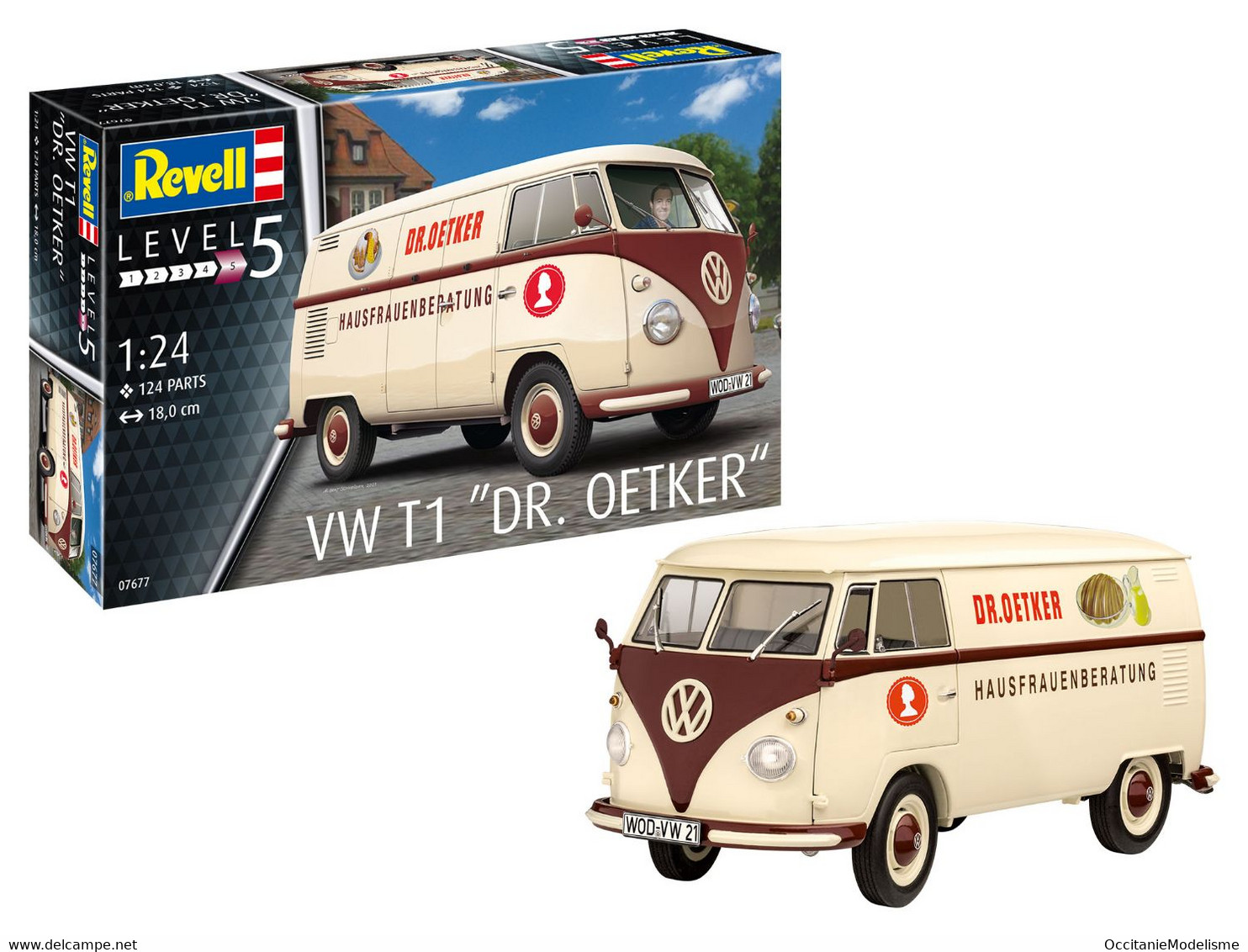 Revell - VW Volkswagen T1 DR. OETKER Combi Maquette Kit Plastique Réf. 07677 Neuf NBO 1/24 - Voitures