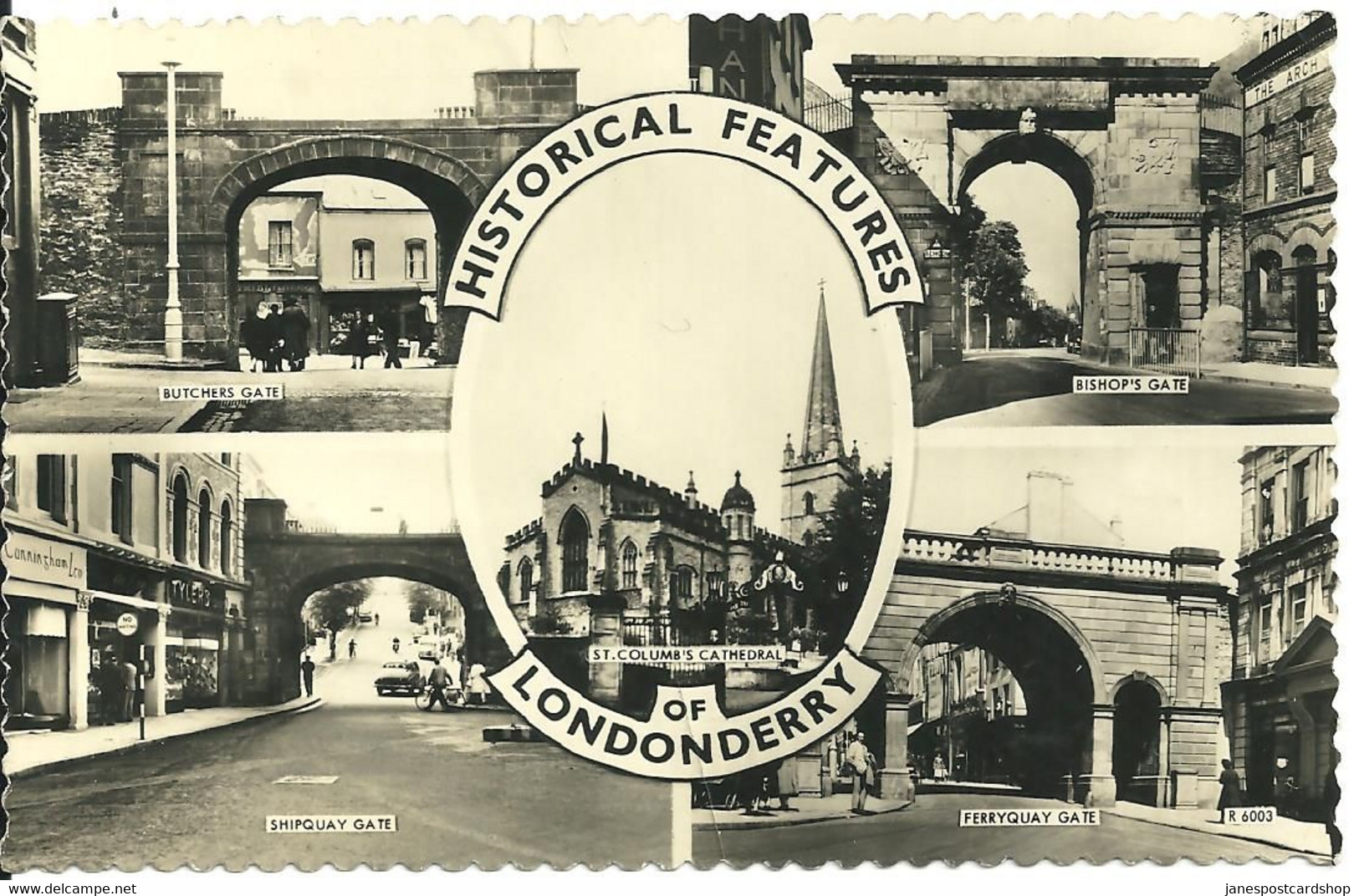 REAL PHOTOGRAPHIC POSTCARD - MULTI-VIEW - HISTORICAL FEATURES - LONDONDERRY - UNPOSTED - Londonderry