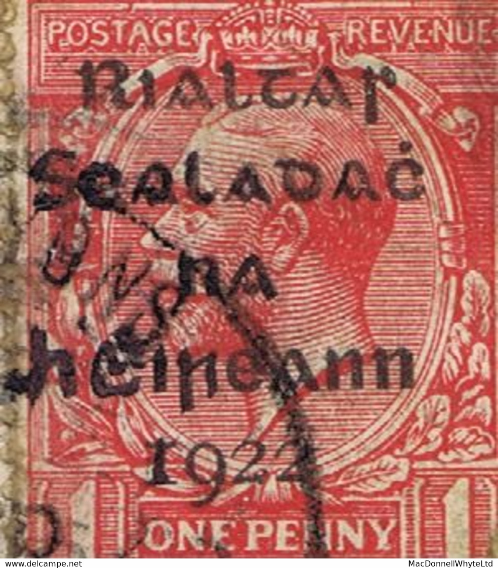 Ireland 1923 Postal Fraud Cork Two Dollard Rialtas 1d Reused On Piece CASTLELYONS FERMOY 29 SEP.23 - Usati