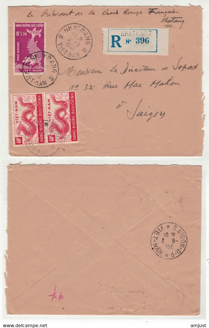 Viêt-Nam // Vietnam // Lettre Recommandée De Nhatrang Pour Saigon Le 6.09.1952 - Vietnam