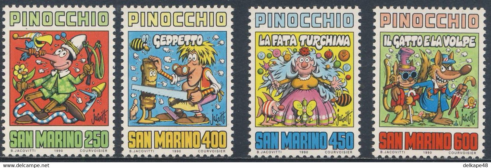 San Marino 1990 M 1452 /5 YT 1246 /9 SG 1378 /1 ** " Pinocchio“ Von Carlo Collodi (1826–1890) Writer / Schriftsteller - Ecrivains