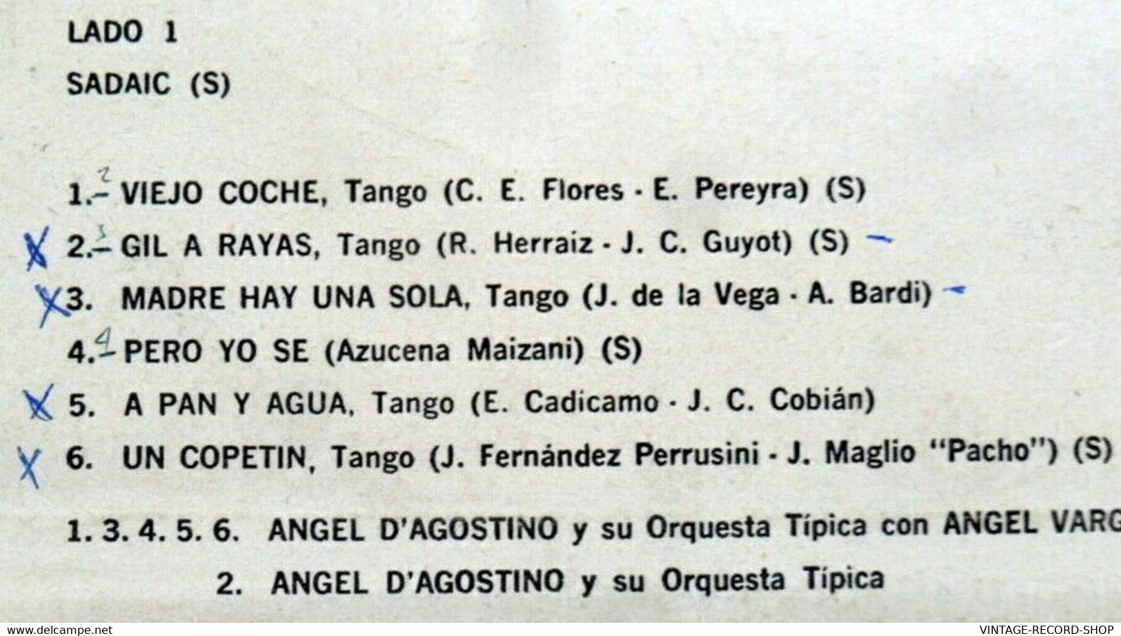 ANGEL D'AGOSTINO Y SU ORQUESTA TIPICA CON ANGEL VARGAS VIEJO COCHE RCA VICTOR - Other - Spanish Music