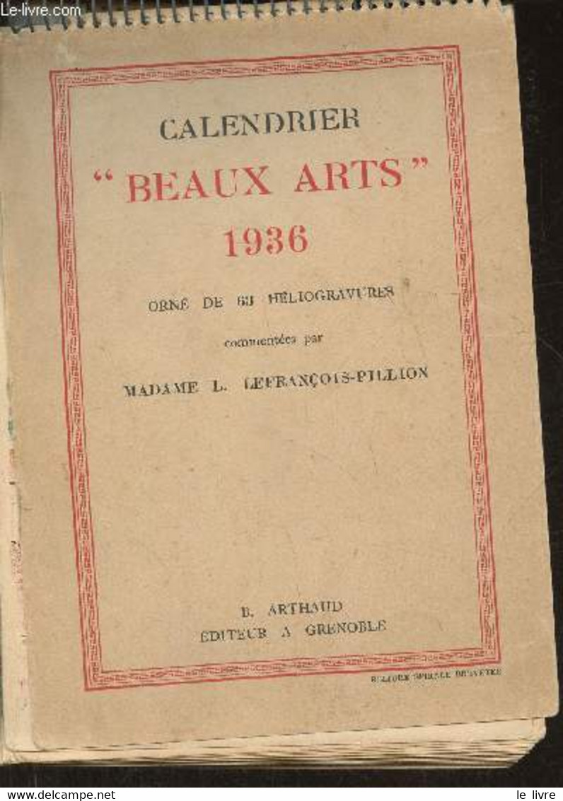 Calendrier "Beaux-Arts" 1936 - Mme Lefrançois-Pillion L. - 1936 - Agendas & Calendarios