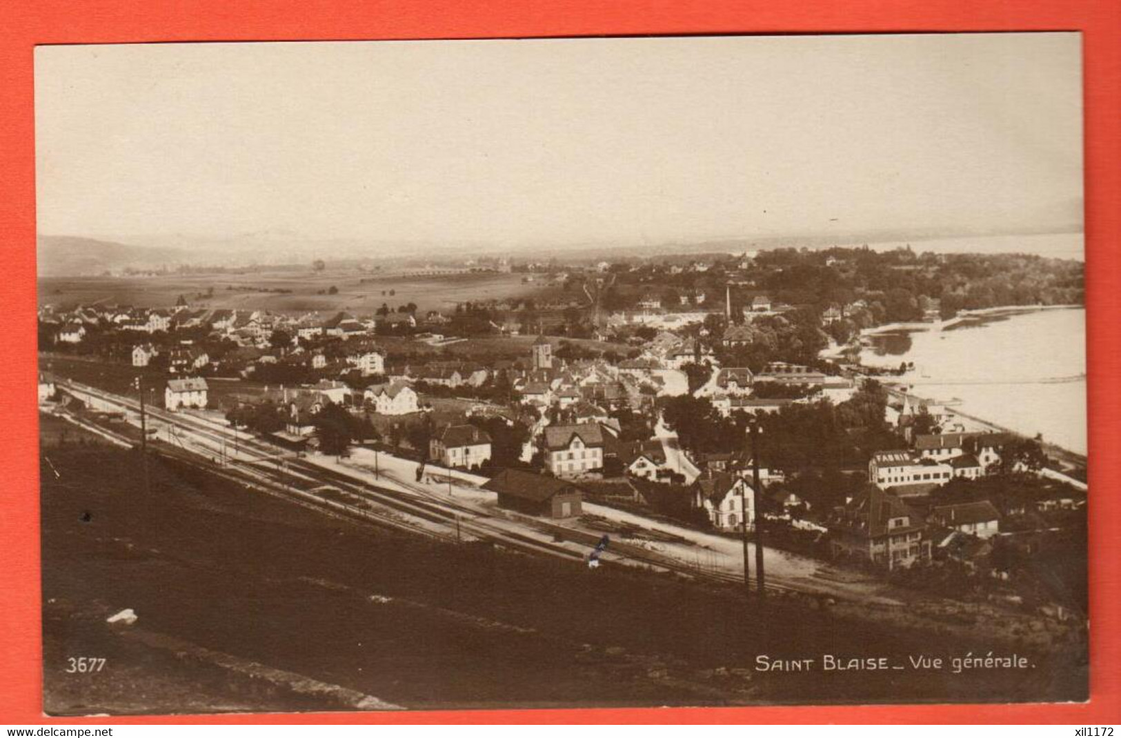 ZSI-25 Saint-Blaise, La Ligne De Train Et La Gare. Sepia.  Perrochet-Matile 3677 - Saint-Blaise