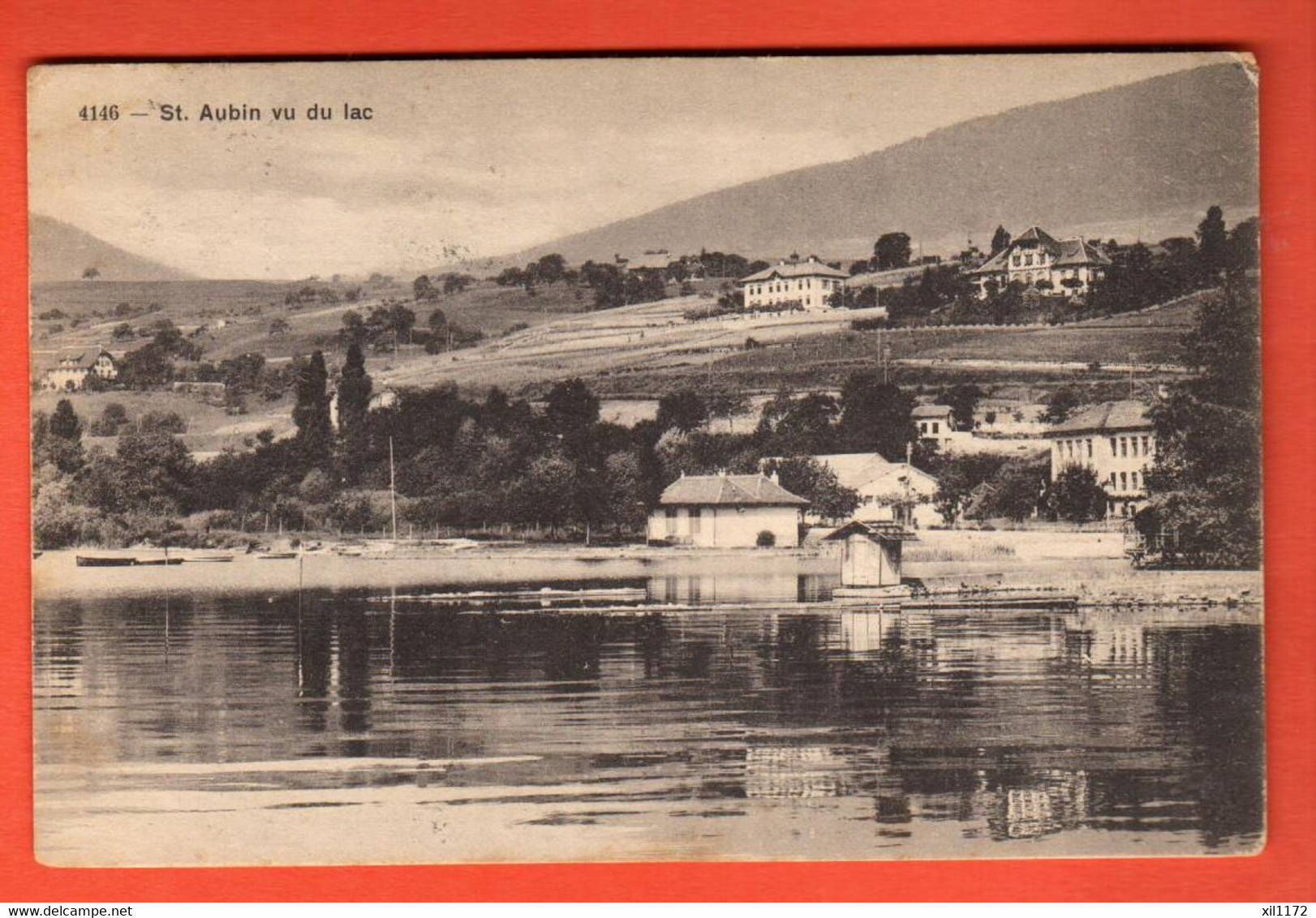 ZSI-27 Saint-Aubin Vu Du Lac.  Circulé 1916 Phototypie 4146 - Saint-Aubin/Sauges