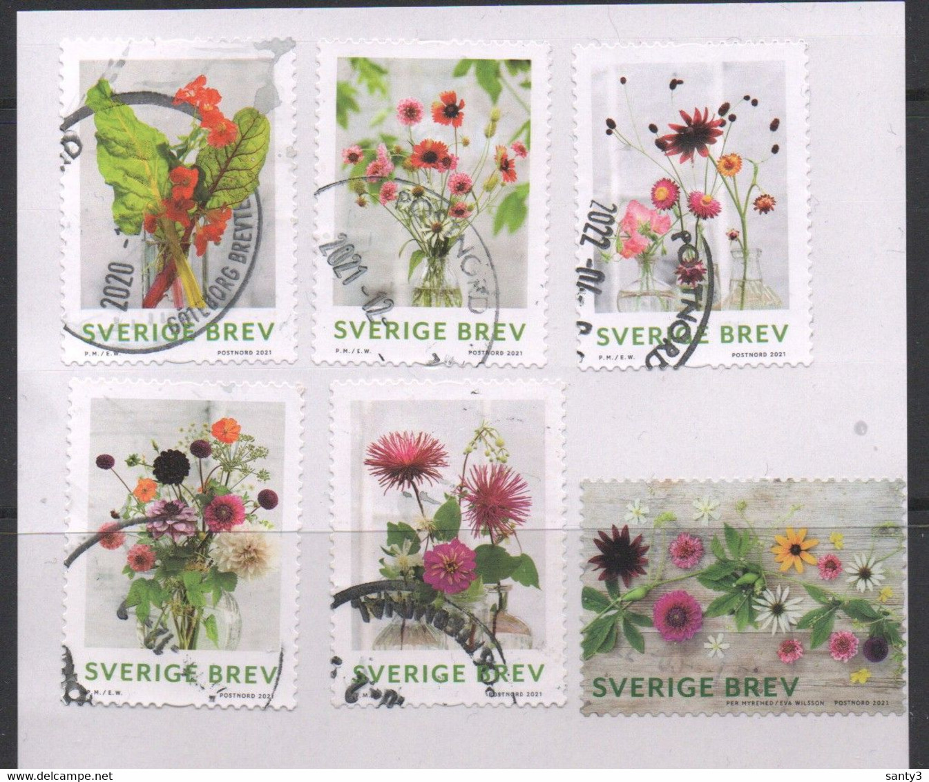 Zweden 2021 Yv 3360-65 Bloemen, Reeks Mooi Gestempeld - Used Stamps