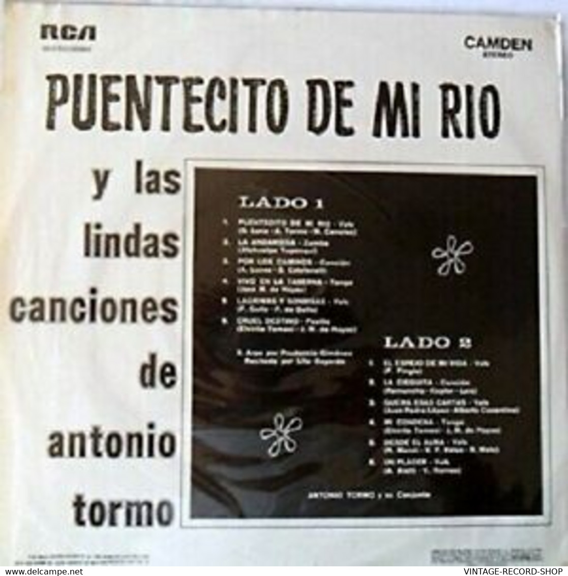 ANTONIO TORMO*PUENTECITO DE MI RIO-LA ANDARIEGA-POR LOS CAMINOS-UN PLACER-CAMDEN TANGO - Otros - Canción Española