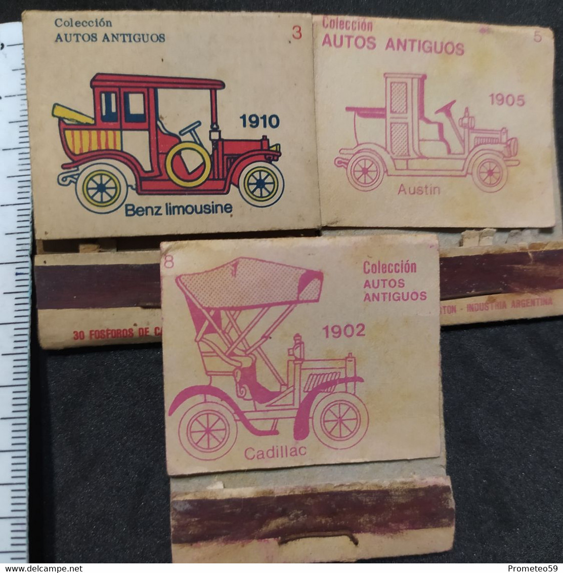 Lote 3 Cajas Carteritas Fósforos Autos Antiguos – Origen: Argentina – Vacías - Boites D'allumettes