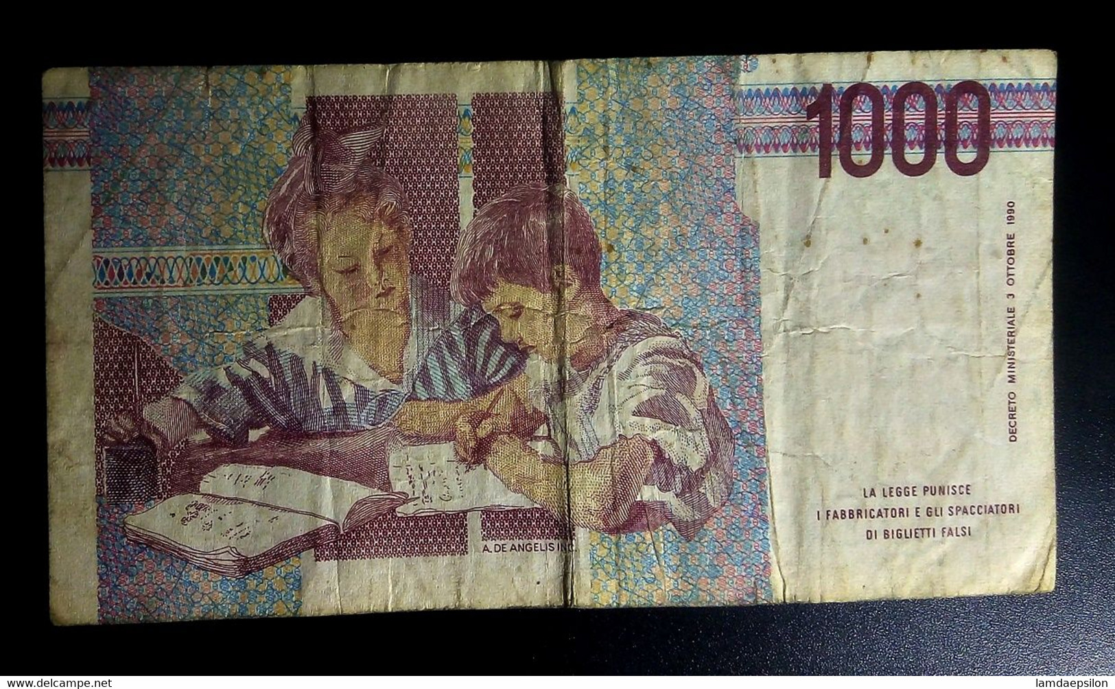 A7  ITALIE   BILLETS DU MONDE   ITALIA  BANKNOTES  1000  LIRE 1990 - [ 9] Verzamelingen