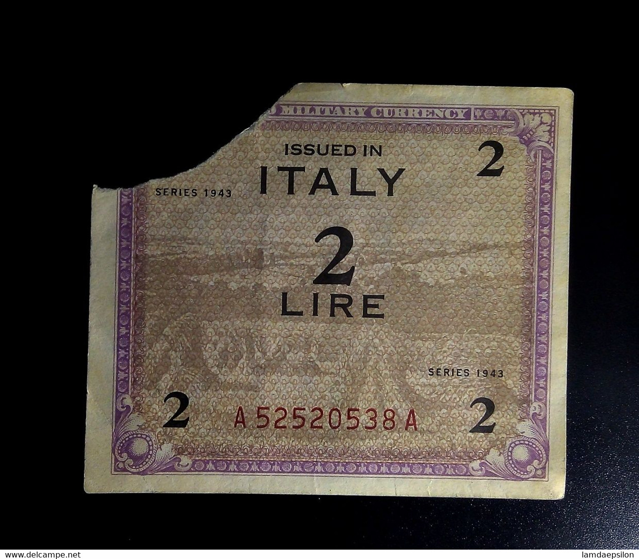 A7  ITALIE   BILLETS DU MONDE   ITALIA  BANKNOTES  2  LIRE 1943 - [ 9] Sammlungen