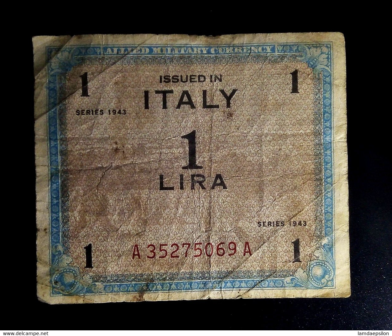 A7  ITALIE   BILLETS DU MONDE   ITALIA  BANKNOTES  1  LIRE 1943 - [ 9] Verzamelingen