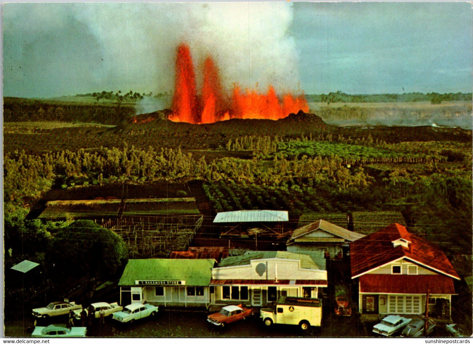 Hawaii Big Island Roaring Fountains Depositing Cinders On Kapoho Village - Big Island Of Hawaii