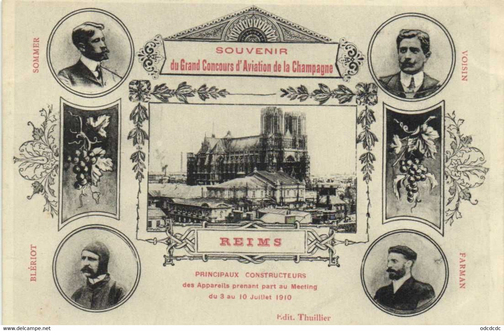 SOUVENIR Du Grand Concours D' Avation De La Champagne REIMS  Principaux Constructeurs Du 3 Au 10 Juillet 1910 RV Vignett - Reims