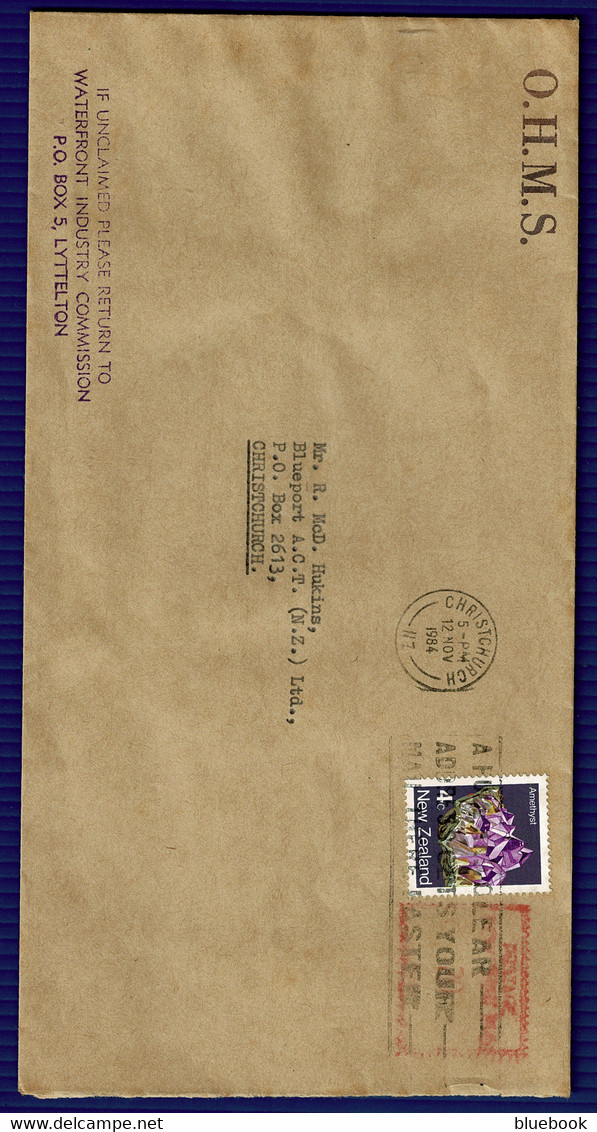 Ref 1577 - New Zealand - 1984 OHMS Cover With 4c Stamp - Lyttelton To Christchurch - Storia Postale