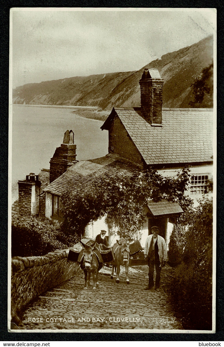 Ref 1579 - 1929 Real Photo Postcard - Rose Cottage Clovelly Devon - 1d PUC Stamp - Clovelly