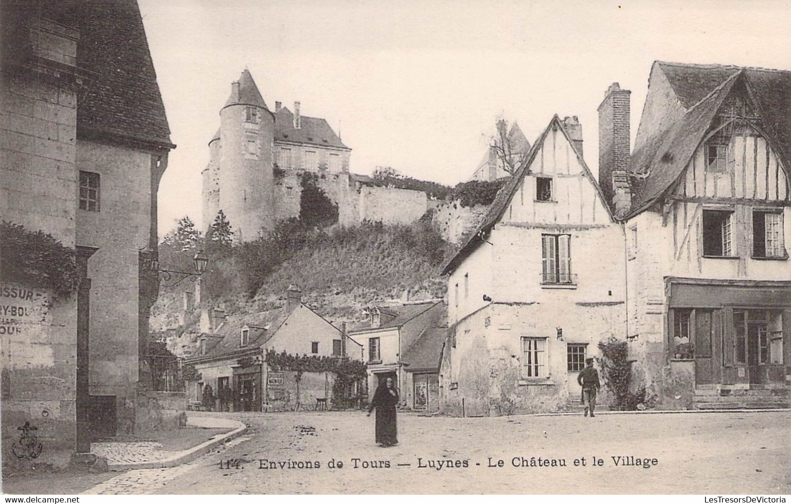 CPA France 37 - LUYNES - Le Château Et Le Village - Animé - Dos Non Divisé - Luynes