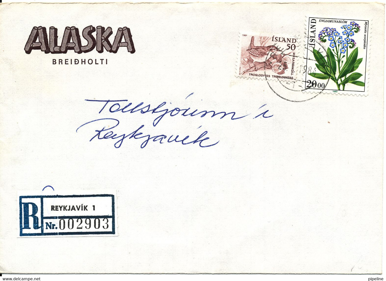 Iceland Registered Cover Reykjavik 1 25-1-1984 Flower And BIRD On The Stamps - Covers & Documents