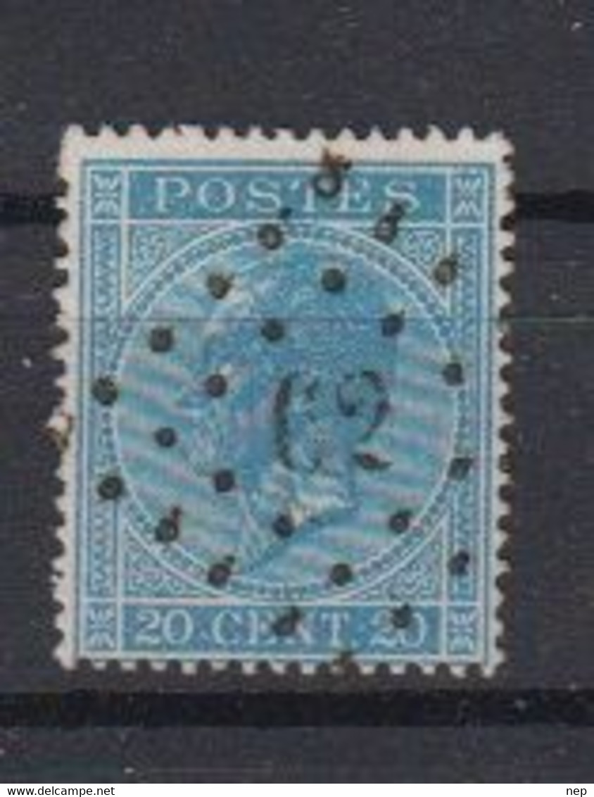 BELGIË - OBP - 1865/66 - Nr 18  (PT 60 - (BRUXELLES(MIDI)) - Coba + 1.00 € - Puntstempels