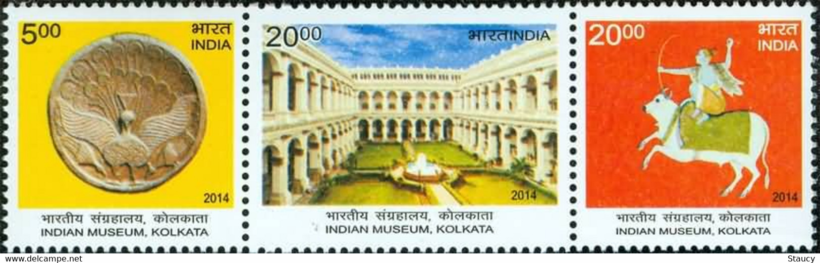INDIA 2014 200 YEARS OF INDIAN MUSEUM KOLKATA 3v SET MNH (Archelogy, Art, Painting, History) As Per Scan - Incisioni
