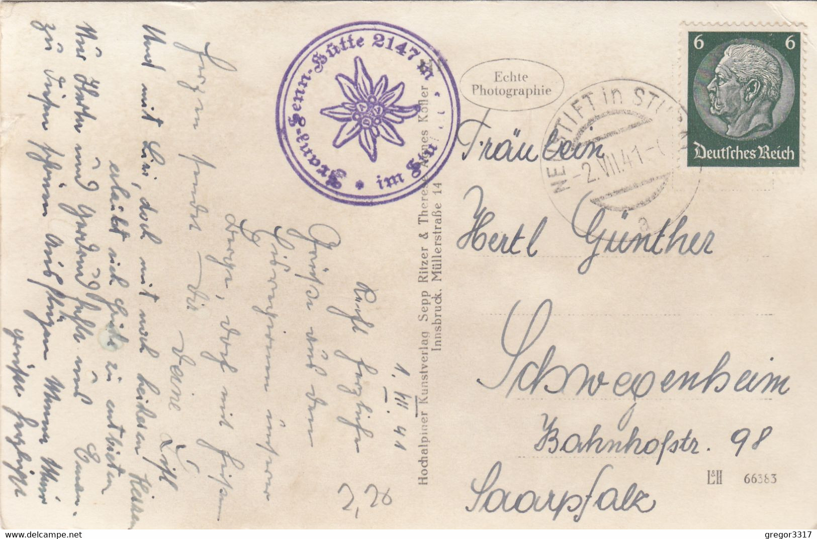 B9718) FRANZ SENN HÜTTE - STUBEN - Stark Verschneit 1941 - Stuben
