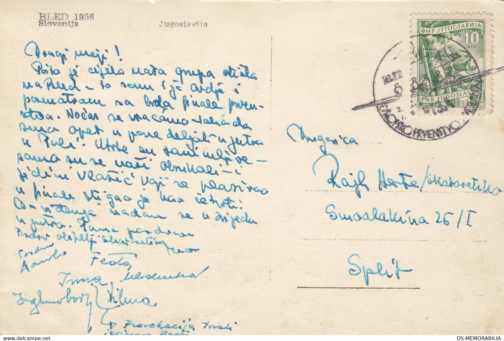 Rowing Aviron European Championship Bled Yugoslavia 1956 Postcard + Postmark - Canottaggio