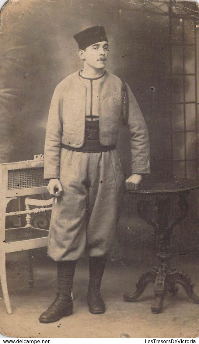 CPA ALGERIE - Militaire Algérien - Zouave - Carte Photo - Men