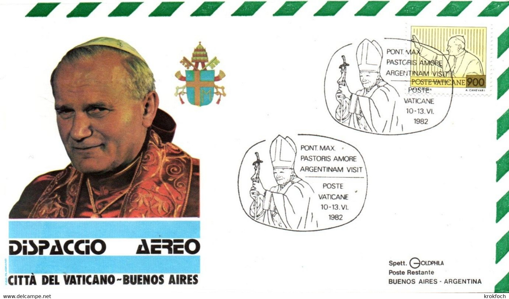 Visite Pape Jean-Paul II 1982 Argentina Buenos Aires - Départ Vaticano - Machines à Affranchir (EMA)