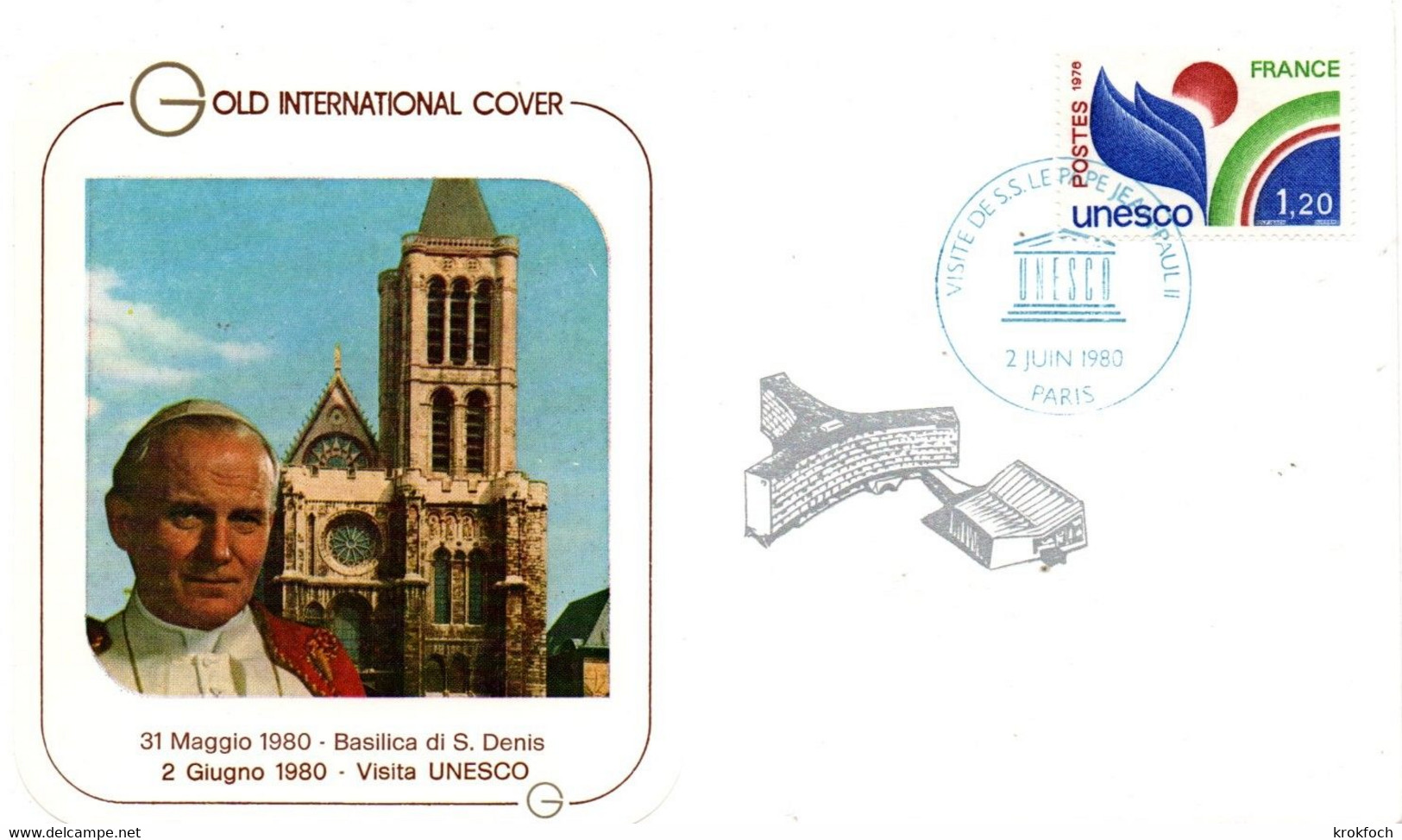 Visite Pape Jean-Paul II 1980 - UNESCO Paris - Franking Machines (EMA)