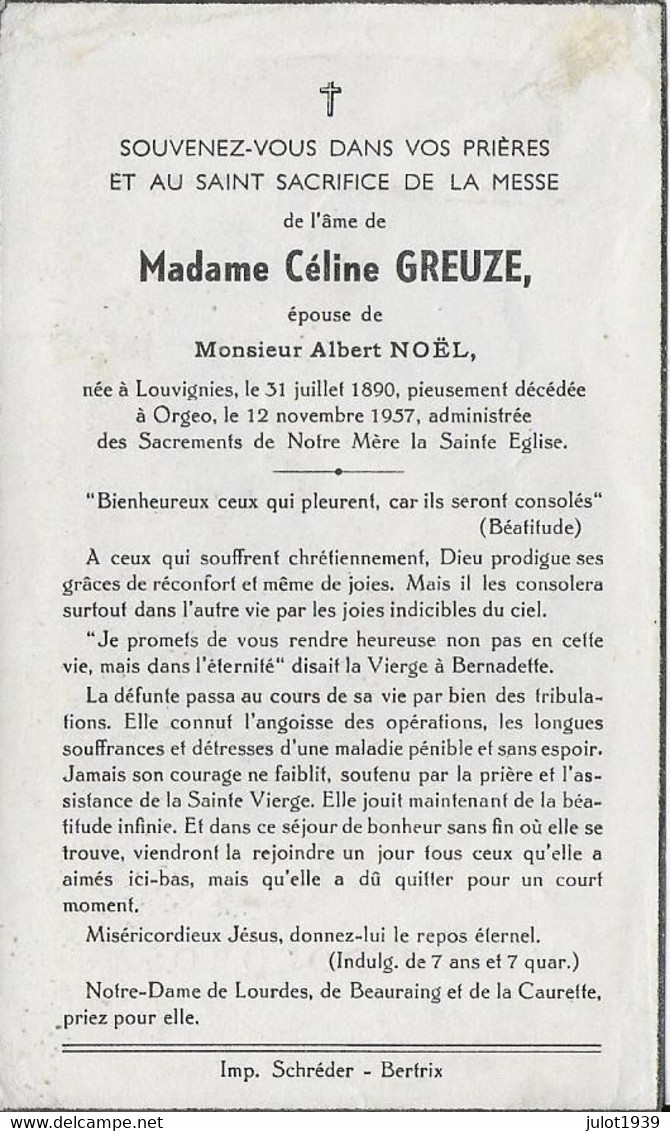 ORGEO ..-- Mme Céline GREUZE , épouse De Mr Albert NOEL , Née En 1890 , Décédée En 1957 . - Bertrix