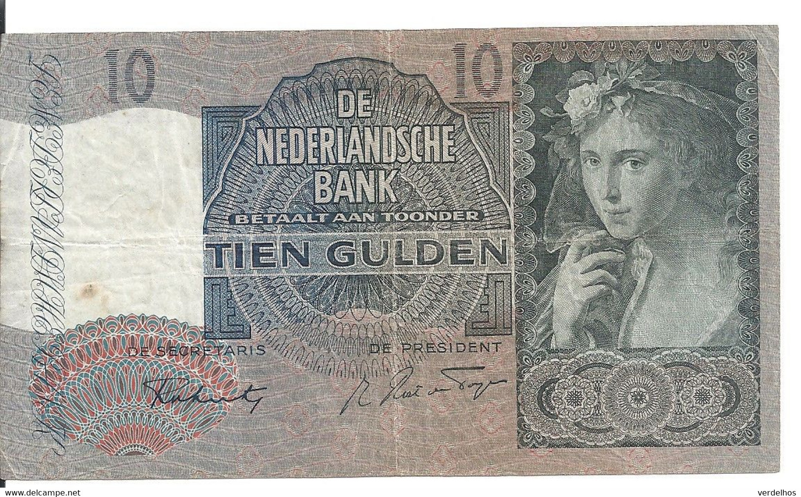 PAYS-BAS 10 GULDEN 1942 VF P 56 B - 10 Gulden