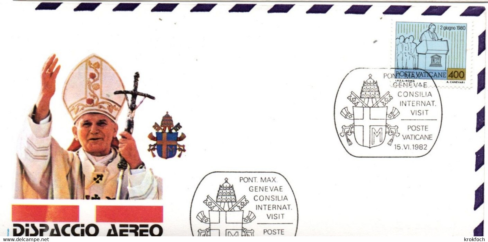 Visite Pape Juan Pablo Jean-Paul II 1982 - Genève Ginevra Genf Suisse - JP II - Maschinenstempel (EMA)