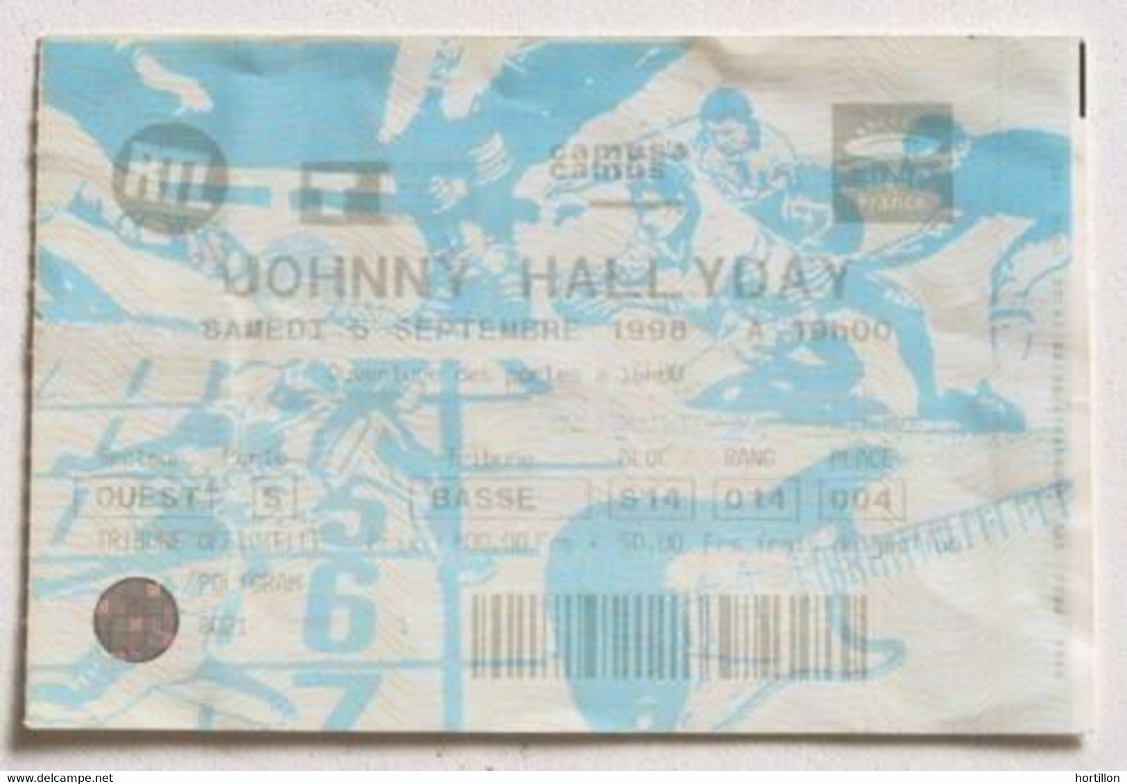 JOHNNY HALLYDAY Billet Ticket Concert FRANCE Paris Stade De France 05/09/1998 - Konzertkarten