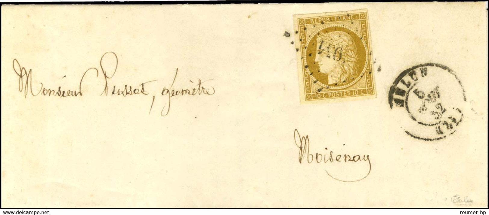 PC 1954 / N° 1 Belle Marge Càd T 15 MELUN (73) Sur Lettre Locale. 1852. - TB / SUP. - R. - 1849-1850 Ceres