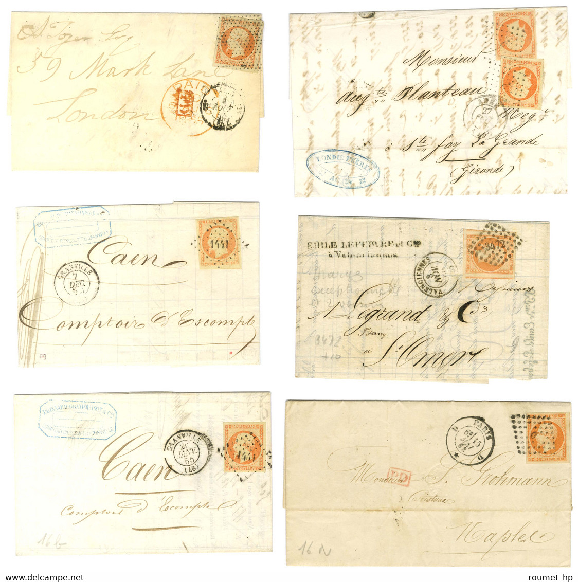 Lot De 6 Lettres Affranchies Avec N° 16 Présentant Des Nuances Diverses. - TB / SUP. - 1853-1860 Napoleon III