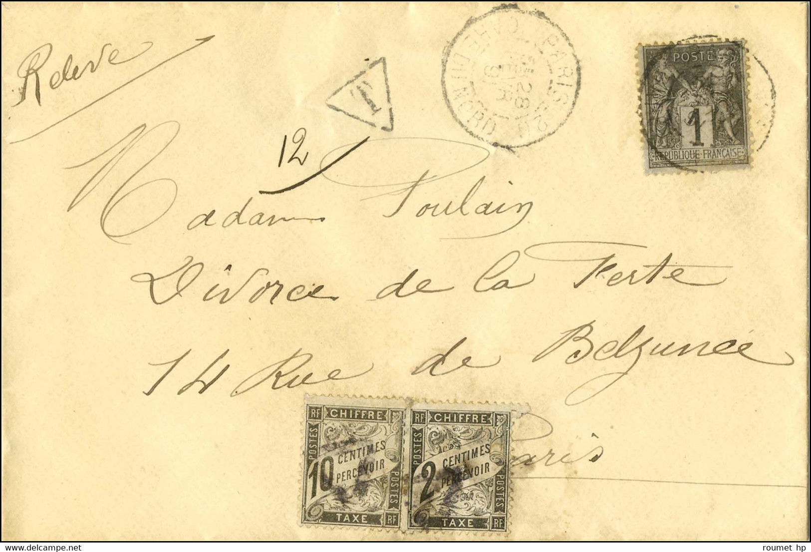 Càd PARIS 26 / GARE DU NORD / N° 83 Sur Papiers D'affaires Insuffisamment Affranchis à 1c Au Lieu De 5c Pour Paris. A L' - 1859-1959 Cartas & Documentos