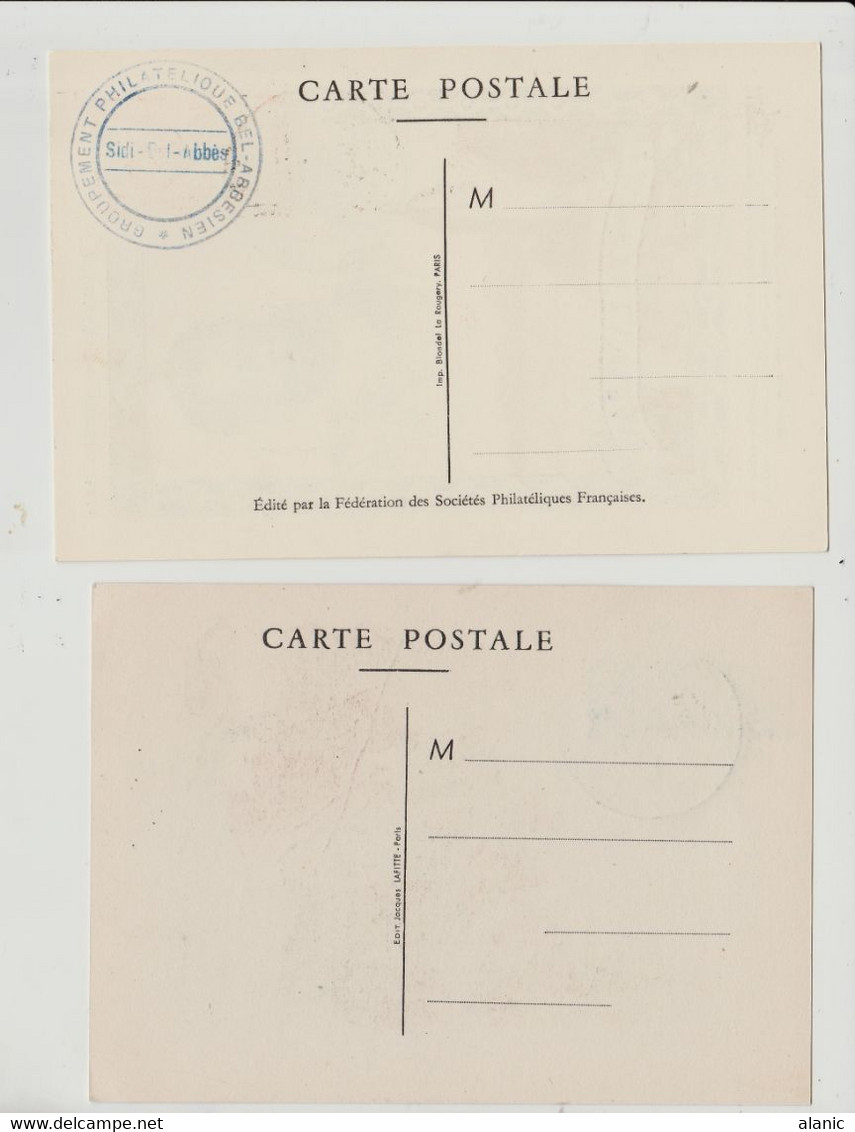 Carte Federale Journee Du Timbre 1946 Sidi Bel Abbes +carte Federale Arago Journee Du Timbre 1948 Sidi Bel Abbes - FDC