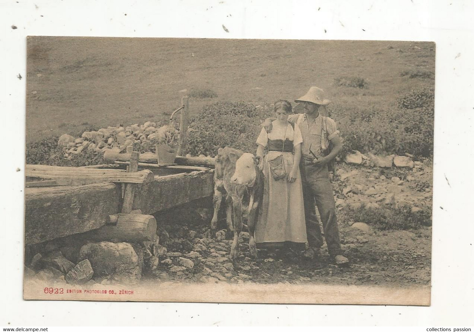 Cp, Agriculture, Suisse ,élevage , Couple ,veau, Ed. Photoglob Co, écrite1917 - Elevage