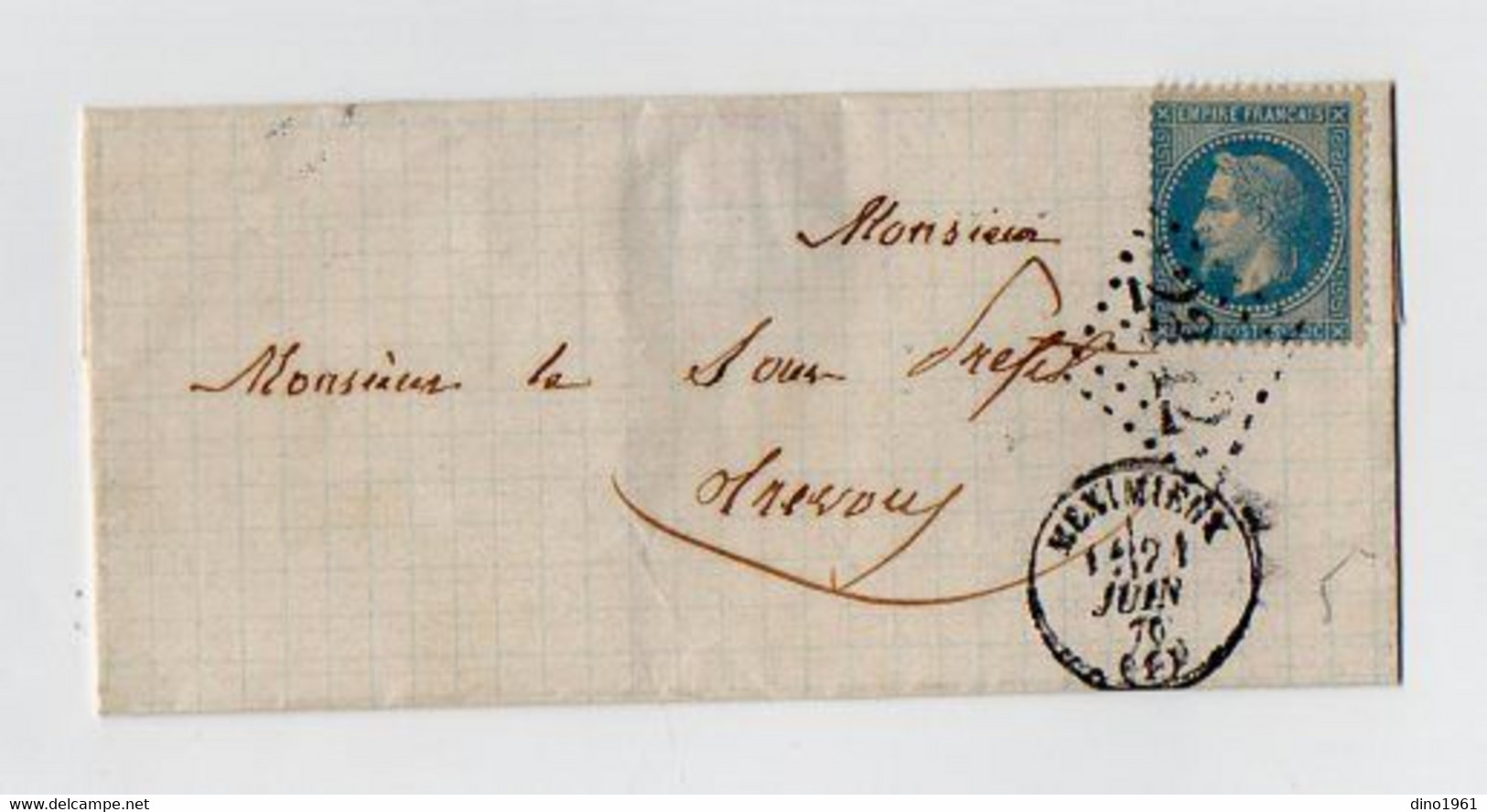 TB 3657 - LSC - 1870 - Lettre De MAXIMIEUX Pour TREVOUX - 1849-1876: Periodo Classico