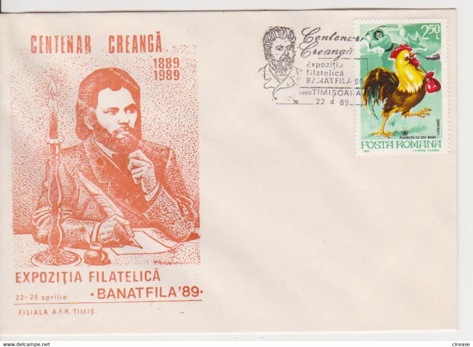 TIMISOARA WRITER ION CREANGA ROMANIA SPECIAL COVER - Ecrivains