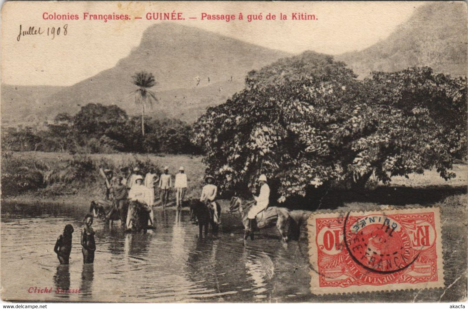 PC PASSAGE A GUE DE LA KITIM FRENCH GUINEA COLONIZER (a28746) - Guinée Française