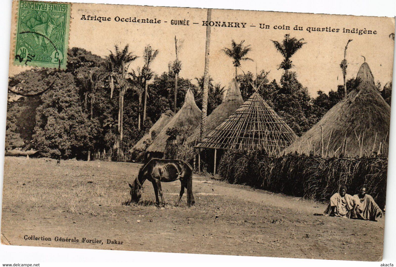 PC ED. FORTIER KONAKRY UN COIN DU QUARTIER INDIGENE GRENCH GUINEA (a29143) - Guinée Française