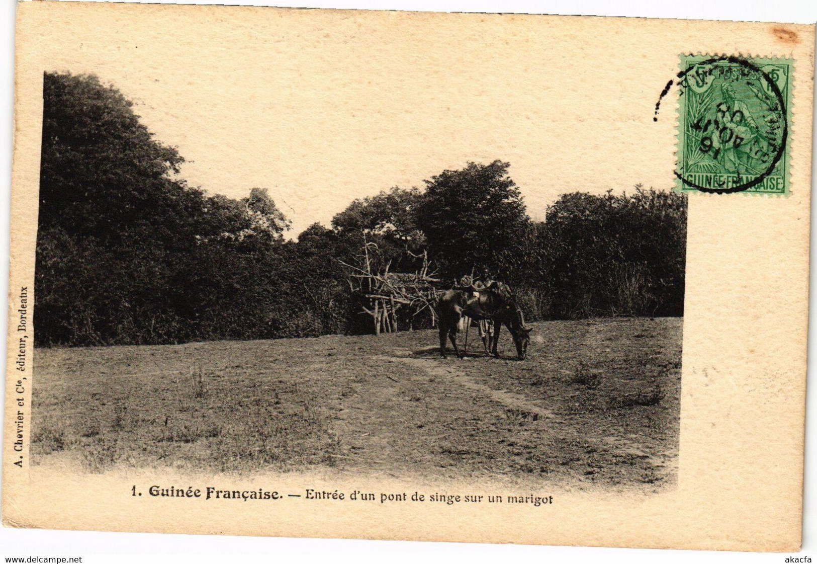 PC ENTRÉE D'UN PONT DE SINGE SUR UN MARIGOT GRENCH GUINEA (a29157) - Guinée Française