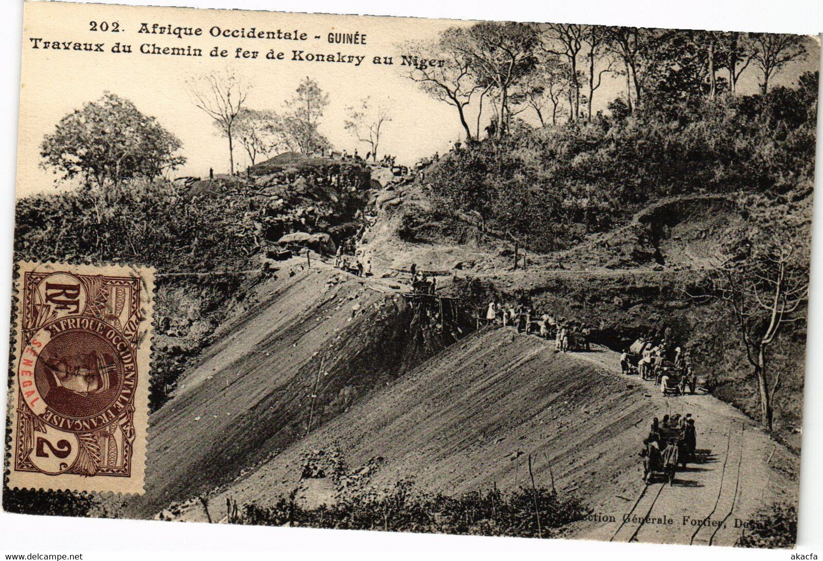 PC TRAVAUX DU CHEMIN DE FER RAILWAY DE KONAKRY AU NIGER GRENCH GUINEA (a29170) - Guinée Française